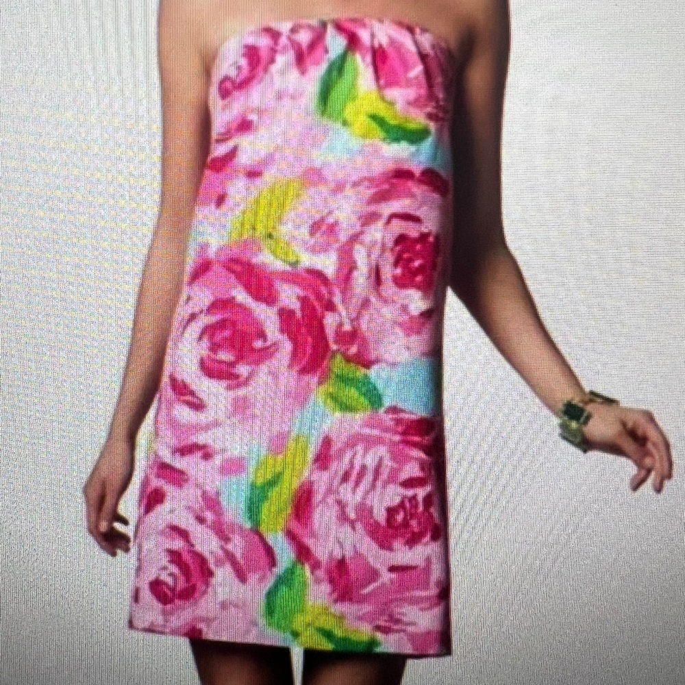 Lilly Pulitzer Keetan Strapless Dress Hotty Pink First Impression 2